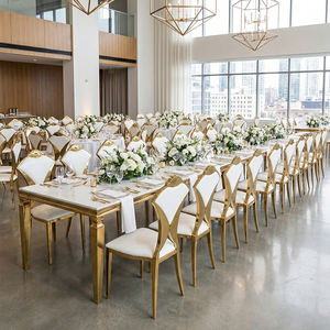 <span class=keywords><strong>Chaise</strong></span> de salle à manger moderne en acier inoxydable doré Accueil Hôtel Restaurant Événements de mariage avec table en <span class=keywords><strong>cuir</strong></span> PU - Product Image 5