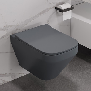 Sanitaire Salle de bain de luxe Céramique <span class=keywords><strong>Noir</strong></span> Carré Toilette suspendue au mur Toilette suspendue <span class=keywords><strong>rectangulaire</strong></span> - Product Image 6