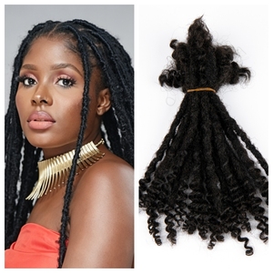 Extensions de dreadlocks en cheveux humains brésiliens Remy, bouclés afro crépus, faits à la main, microlocks, Goddess Locs, 0,4 cm, 0,6 cm, longueur 8-30 pouces, haute qualité - Product Image 1
