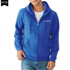 Sweat à capuche personnalisé pour homme 2021, veste à capuche unie, sweat à capuche zippé intégral avec poche - Product Image 2