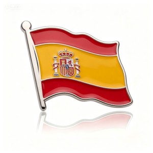 Insignia Metálica Personalizada con la Bandera Nacional de España, Diseño Moderno y Antiguo, para Recuerdo de Viaje - Product Image 1