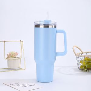 Car Travel H1.0 <b>Handle</b> <b>Mug</b> 40oz Double Wall <b>Insulated</b> Tumbler Lid Straw Anti-Slip OEM Custom - Product Image 1