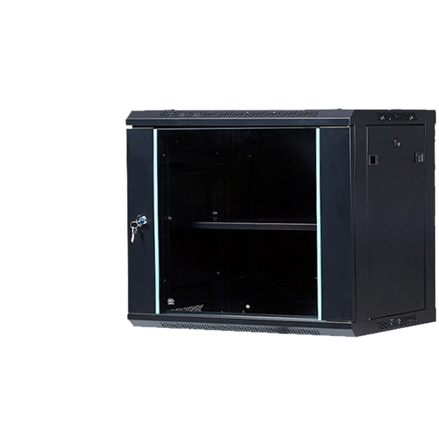 9U Small Size 19-Inch Network Rack Server Enclosure Cabinet with Tempered Glass Door Black in Stock Ready for Home Use