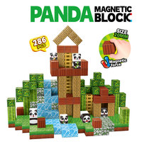 Lot de 286 blocs magnétiques Mega Panda : Tour d'observation, thème zoo, jouet pour enfants de 2 à 6 ans, kit en panneaux de particules UG8889