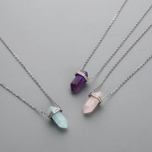 Joyería fina para mujer, colgante de varita de cuarzo rosa de piedra lunar <span class=keywords><strong>natural</strong></span>, collar de plata 925 de cristal curativo - Product Image 4