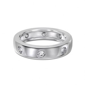 Dylam Shiny Stylish Jewelry Polished Surface Solid Sterling <b>Silver</b> 5A Zirconia <b>Eternity</b> Band Chunky Wide Women Promise <b>Rings</b> - Product Image 1