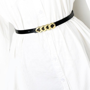 <span class=keywords><strong>Ceinture</strong></span> en <span class=keywords><strong>cuir</strong></span> de peau de vache à la mode simple pour femmes avec boucle ardillon accessoire mince robe et jean - Product Image 4