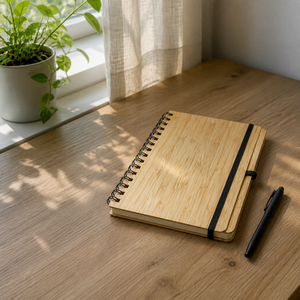 A5 Notizbuch mit Bambus-Einband, Umweltfreundlich, Spiralbindung, Linierte Seiten, Stiftschlaufe, Abgerundete Ecken, <span class=keywords><strong>Journal</strong></span> für Büro und Schule - Product Image 2