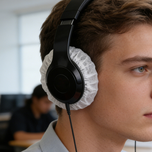 Disposable Non Woven Dustproof Sanitary Headset/Headphone Cover Home Textile Product 2 Pieces/Bag