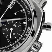 Montre de sport mécanique chronographe pour homme, en acier inoxydable, cadran panda de haute qualité, aiguilles rondes, résistante à l'eau 5 mm