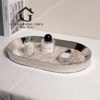 Plateau de rangement elliptique en métal pour crin de cheval de luxe, décor d'hôtel et de maison personnalisé le plus populaire