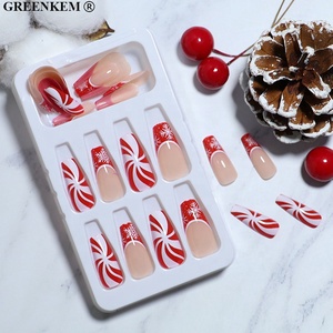 24pcs Collection de Noël Appuyez sur les ongles avec des motifs de flocon de neige Amande et T Forme Private Label Designed Tips - Product Image 5