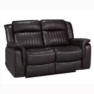 Juego de Sofás Reclinables Extensibles de Diseño Moderno y Único con Estructura de Madera, Tapizado en Cuero Sintético Negro, Muebles para Sala de Estar - Product Image 3