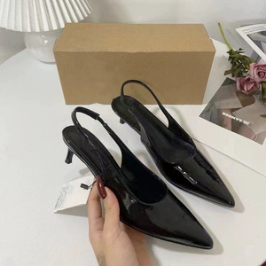 Patent Leather Women Sexy Stiletto Pumps Summer New Arrival Back-Strap Sandals, Pointed-Toe Women's <b>Work</b> <b>Shoes</b> - Product Image 4