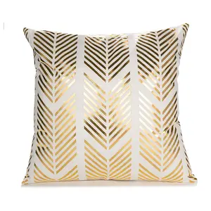 Amity Imprimé Plantes Housses de coussin 45x45 Bronzing Gold Taie d'oreiller noire et blanche Décoration intérieure Housses de coussin de canapé