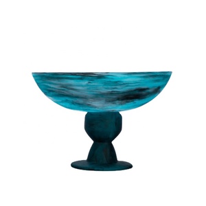 Resina 100% hecha a mano ecológica no tóxica <span class=keywords><strong>pie</strong></span> pastel soporte Pedestal Bowl coloridos remolinos inspirado playas Australia lavavajillas - Product Image 2