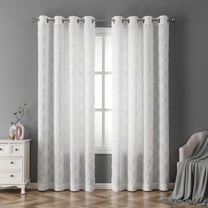 OWENIE Rèm Vải Jacquard Kẹp Hình Học Sang Trọng Rèm Vải Lưới Dài 84 Inch Rèm Kim Cương Cho Phòng Ngủ Phòng Khách - Product Image 2