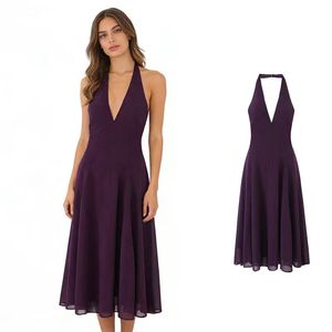 เดรสแฟชั่นใหม่สำหรับผู้หญิงช่วงฤดูใบไม้ร่วง คอวีลึก สายคล้องคอ ไร้แขน เซ็กซี่ โชว์หลัง - Product Image 1