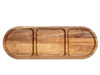 Plateau en bois d'acacia naturel, plateau à compartiments, plateau de service en bois artisanal pour la maison et la cuisine