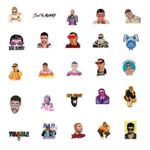 ZY0697C 50 Piezas/Bolsa Pegatinas de Graffiti de Singer Bad Bunny para Motocicleta, Maleta, Pegatinas de PVC Impermeables - Product Image 5