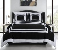 Collection QSY Wyatt, ensemble de literie pour lit king-size de style hôtel, 7 pièces, noir/blanc, draps carrés, ensemble de literie à thème de Noël