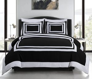 Juego de Ropa de Cama QSY Collection <span class=keywords><strong>Wyatt</strong></span> de 7 Piezas, Estilo Hotel, King Size, Edredón y Sábanas Cuadradas en Blanco y Negro, Diseño Navideño - Product Image 6