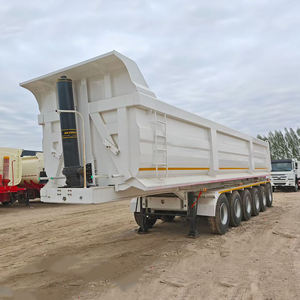 Semi-remorque benne hydraulique arrière 35m³ 40m³ 60m³ en forme de U, capacité de 50, 80, 100 tonnes, 3 ou 4 essieux - Product Image 4