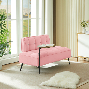 Modern Two Seater Velvet <b>Sofa</b> 54 Inch With Backrest And Rotating <b>Side</b> <b>Table</b> Entryway Ottoman Multi Use Bench Office Desk - Product Image 5