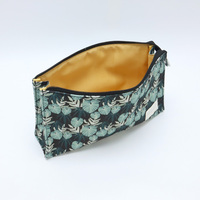 Tas Kosmetik Kanvas Tahan Lama Warna Hijau Hitam, Tas Makeup Resleting, Dompet Wanita, Tas Tangan Lipat, Grosir untuk Wanita