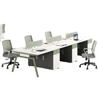 Ensemble de chaises de bureau pour le personnel moderne et simple Combinaison panneau en bois pour 2 personnes et quatre