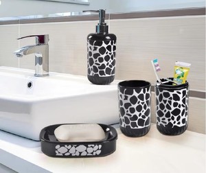 Set di accessori da bagno in plastica di alta qualità con Dispenser per lozioni, porta spazzolino da denti, <span class=keywords><strong>portasapone</strong></span> e bicchiere - Product Image 2