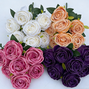 Fleurs artificielles en soie gaufrée style européen, roses princesse à 7 branches, pour arrangements floraux <span class=keywords><strong>de</strong></span> mariage, banquets, hôtels et fêtes à domicile - Product Image 1