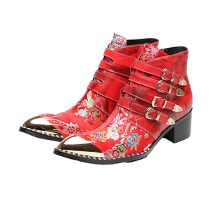 Botas de Tobillo Formales NA736 de Cuero Genuino para Hombre, con Punta de Acero, Tacón Grueso, Transpirables, para Vestir - Product Image 1