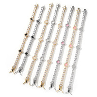 Ensemble Bijoux Femme Plaqué Or Strass Bling Collier Bracelet Tennis Chaîne Diamant CZ Trèfle Hip Hop Iced Out Collier Trèfle Noir