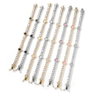 Ensemble Bijoux <span class=keywords><strong>Femme</strong></span> Plaqué Or Strass Bling <span class=keywords><strong>Collier</strong></span> Bracelet Tennis Chaîne Diamant CZ Trèfle Hip Hop Iced Out <span class=keywords><strong>Collier</strong></span> Trèfle Noir - Product Image 5
