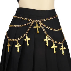 Women's Tibetan Silver <b>Cross</b> Waist <b>Chain</b> Multiple Layers Halloween Hip Hop Body <b>Chain</b> - Product Image 3