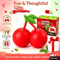 Jouet Squishy Géant Double Cerise, Jouet Anti-Stress à Remontée Lente en Forme de Fruit, Coffret Cadeau Doux