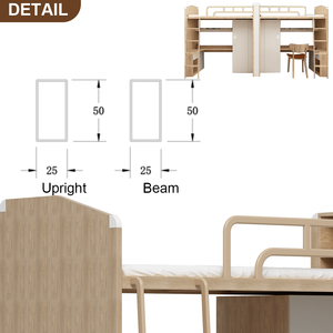 Lit superposé moderne en métal et bois grainé 2026 avec bureau, échelle, rangement et armoire pour la maison, l'école, les jeunes et les hôtels - Product Image 3