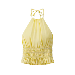 PB&ZA 2025 Camisetas sin mangas vintage de verano para mujer, nueva moda, elegantes camisolas con decoración de lazo, sin espalda y con cuello halter, estilo casual - Product Image 4