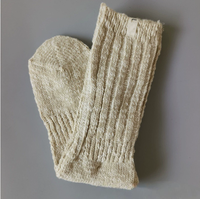 Calcetines de lana gruesa de punto termo para mujer, marca U, cálidos y cómodos para invierno, con logo en el bajo y tejido acanalado, para uso diario, al por mayor.