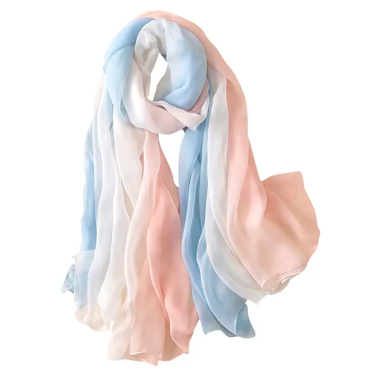 New Spring and Summer Cashmere Gauze Scarves for Women Fashionable Korean Gradient Long Shawls Thick Silk Sun Protection Scarf