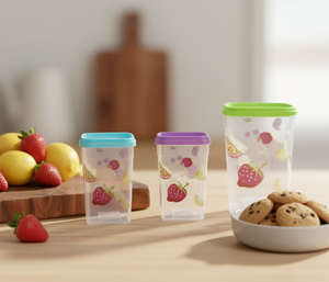 Contenants de stockage alimentaire en plastique 100ml 380ml 650ml avec couvercle à vis, multi-usages pour la cuisine, les collations, les fruits, les biscuits, design floral - Product Image 2