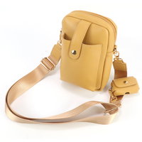 Sac à bandoulière mini pour téléphone en cuir PU kaki pour femme, en stock dans l'entrepôt local