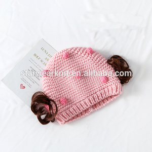 Productos <span class=keywords><strong>de</strong></span> punto dulce y encantadora chica sombrero bebé sombrero con peluca - Product Image 5