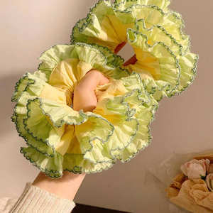 ยางรัดผมสีเหลืองดีไซน์สวยงาม แบบยืดหยุ่น สำหรับผู้หญิงและเด็กผู้หญิง แบบสองชั้นขนาดใหญ่ - Product Image 2