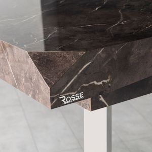 Klas Luxury European Modern Extendable Rectangle Dining <b>Table</b> with Marble Top and Stainless Steel <b>Legs</b> 6-Seater - Product Image 2