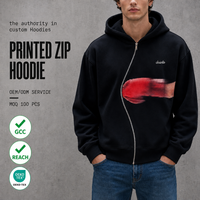Sweat-shirts à capuche imprimés pour hommes, fermeture éclair unisexe, fermeture éclair incurvée, sweat-shirt graphique noir, coupe ample, streetwear, personnalisable OEM ODM, vente en gros