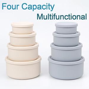 Ensemble de boîtes <span class=keywords><strong>à</strong></span> lunch en silicone empilables, sans BPA, écologiques, adaptées au micro-ondes, pour enfants et adultes, 4 tailles (300-2100 ml), personnalisables - Product Image 1