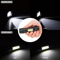 Lampe torche LED rechargeable en aluminium imperméable portable avec zoom et 3 modes d'éclairage, lampe de camping, mini torche, lanterne