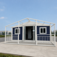Cabane modulaire préfabriquée avec porche avant et portes à double vitrage pour projets de sites commerciaux